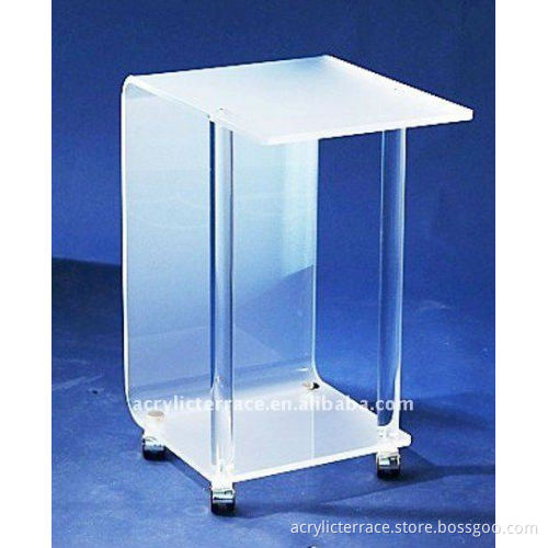 Frosted Perspex/Acrylic/lucite rolling side table